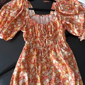 Free People Show Me Love Floral Romper - Orange Size S